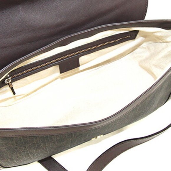 GUCCI Shoulder Bag GG Supreme 336748 Dark Brown PVC Leather 18cm x 31cm x 11.5cm - Picture 3 of 9